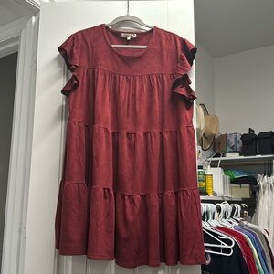 Maroon Faux Suede Dress